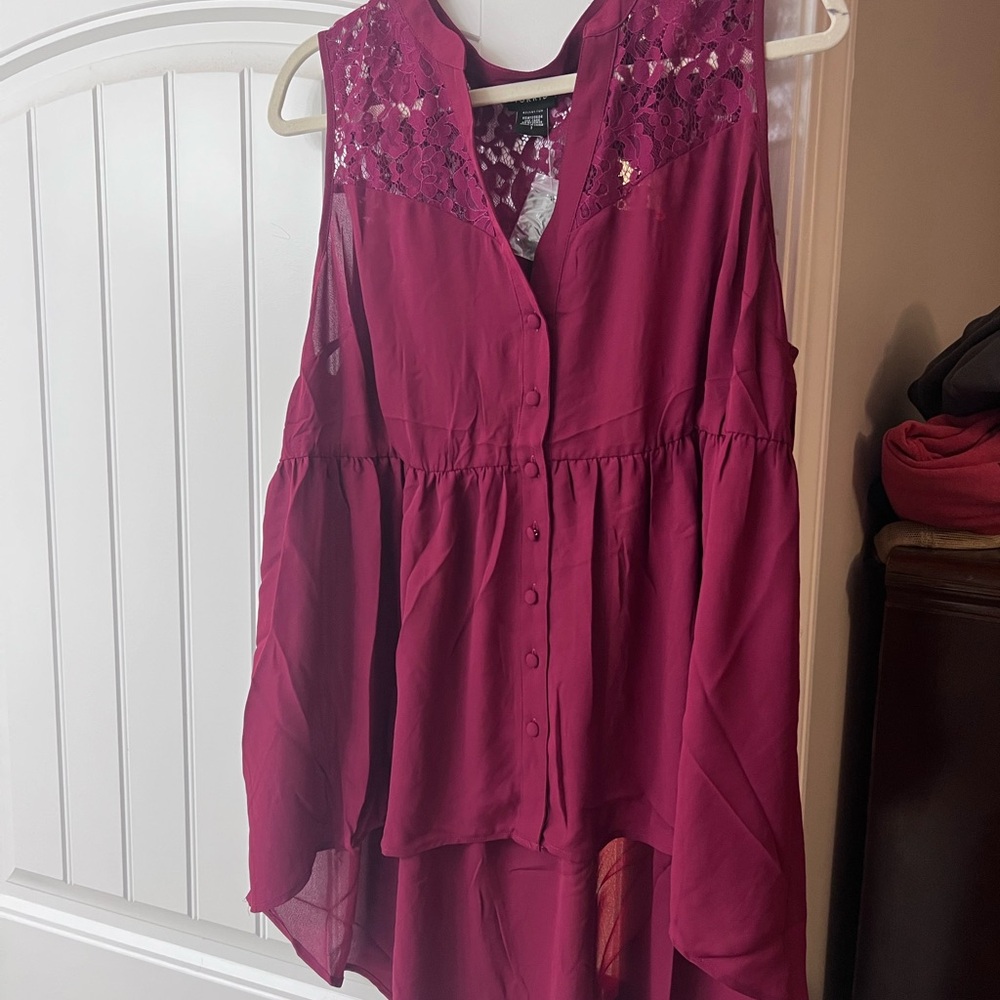 Torrid Deep Red Lace Accent Blouse